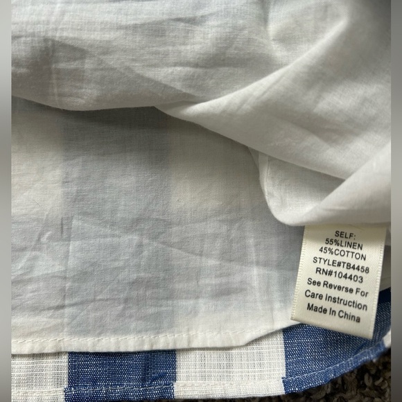 Blu Pepper adorable linen/cotton blend blue and white checkered sundress large - Picture 9 of 9